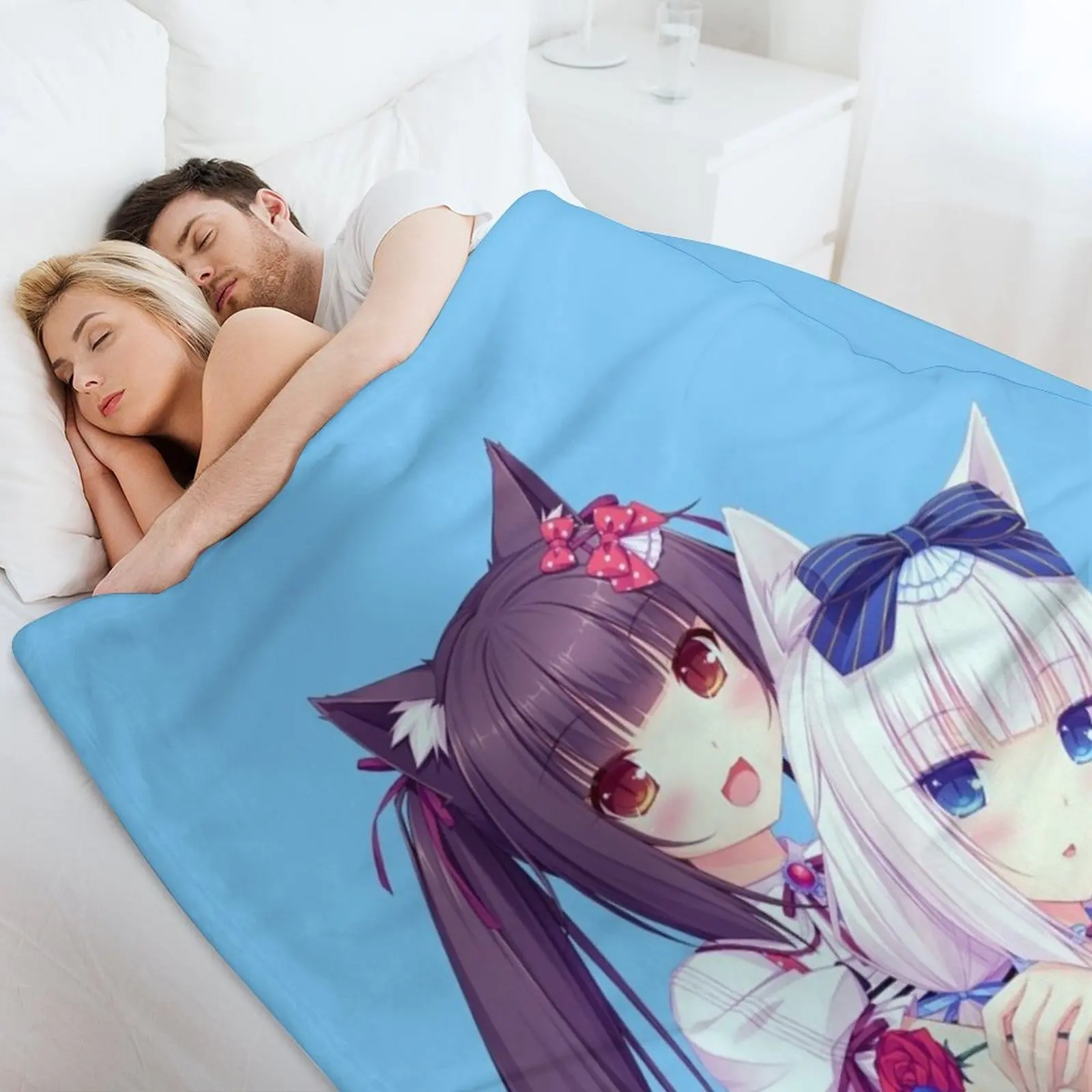 Ваниль Чокола Nekopara Catgirl аниме Kawaii пледы теплое мягкое плюшевое клетчатое зимнее