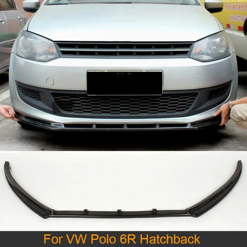 

Carbon Fiber Front Bumper Lip Spoiler For Volkswagen VW Polo 6R Hatchback 2011 - 2013 Non For GTI Car Front Bunper Lip Chin FRP