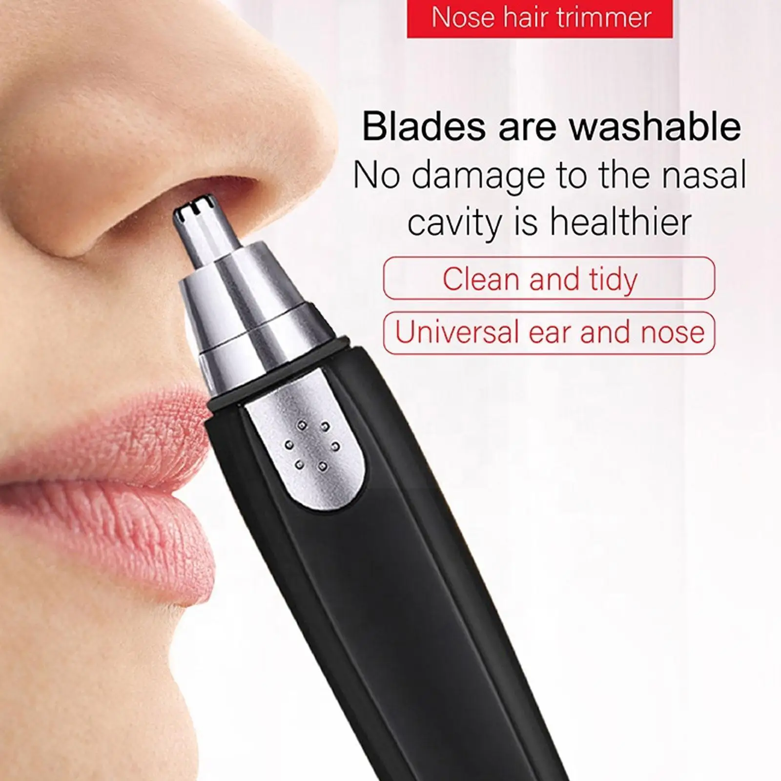 

Electric Nose Hair Trimmer 360 Degree Rotating Black Eyebrow Shaver Groomer Cleaner For Adult Exclude Battery R7i6