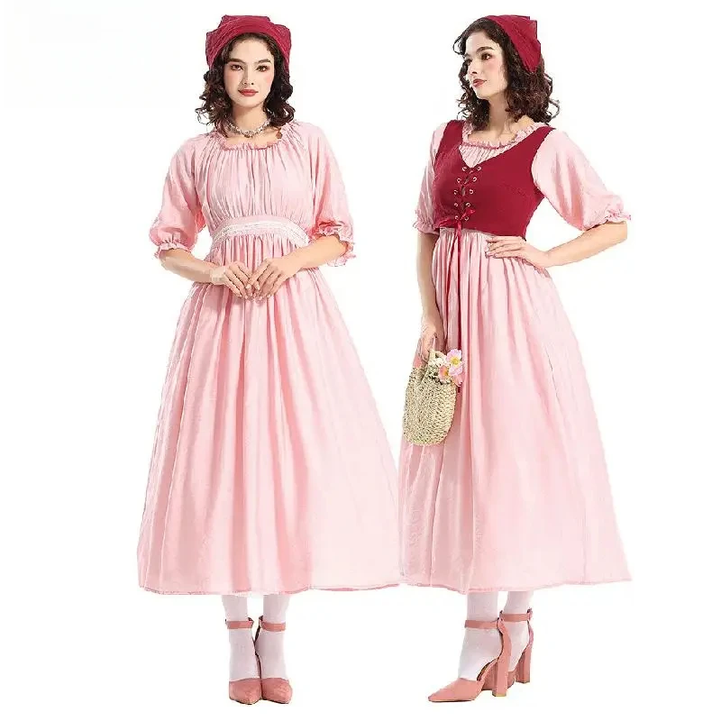 Розовое вечернее платье в викторианском стиле эпохи Возрождения на Хэллоуин