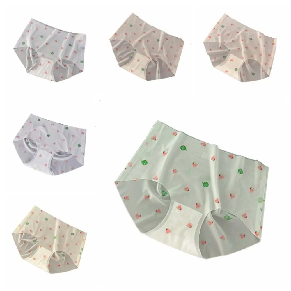 Модные трусики из ледяного шелка с арбузом хлопковые тонкие бесшовные трусы