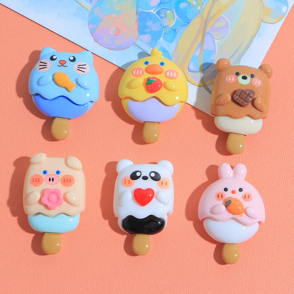 

100pcs Cartoon Resin Animal Cat Pig Ice Cream Flatback DIY Wedding Scrapbook Craft Decor Home Figurine Crafts