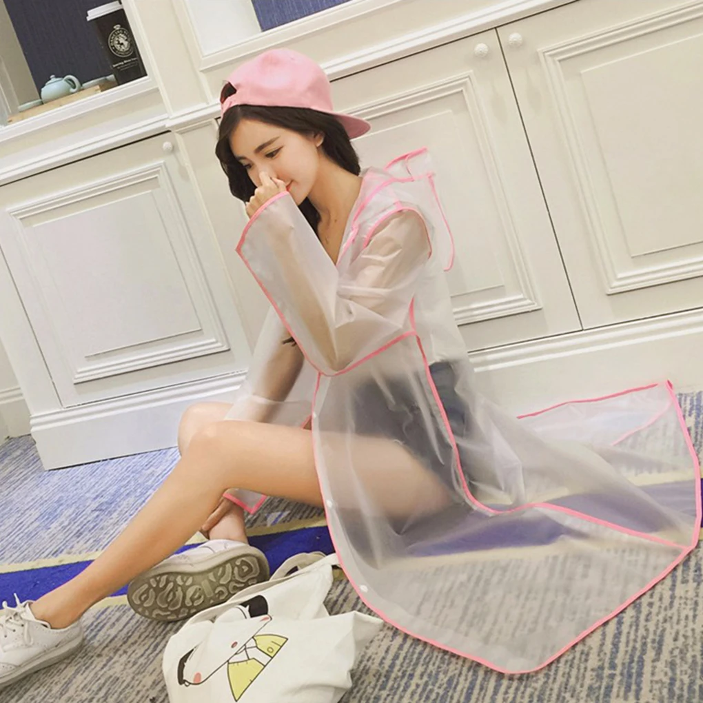 

Women's Eva Plastic Raincoat Girls Travel Waterproof Rainwear Adult Poncho Outdoor Camping Hiking Rain Coat