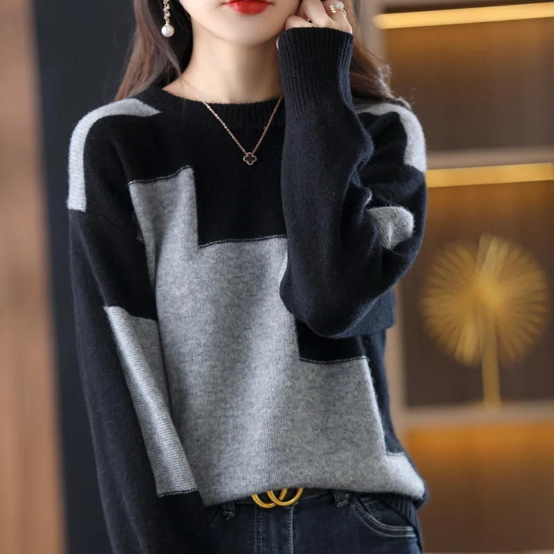 

Hot sale Soft Thin Knitted Sweaters New Arrival Patchwork Autumn Winter Pullover Sweater Basic Shirt Women Casual Spring Sweater