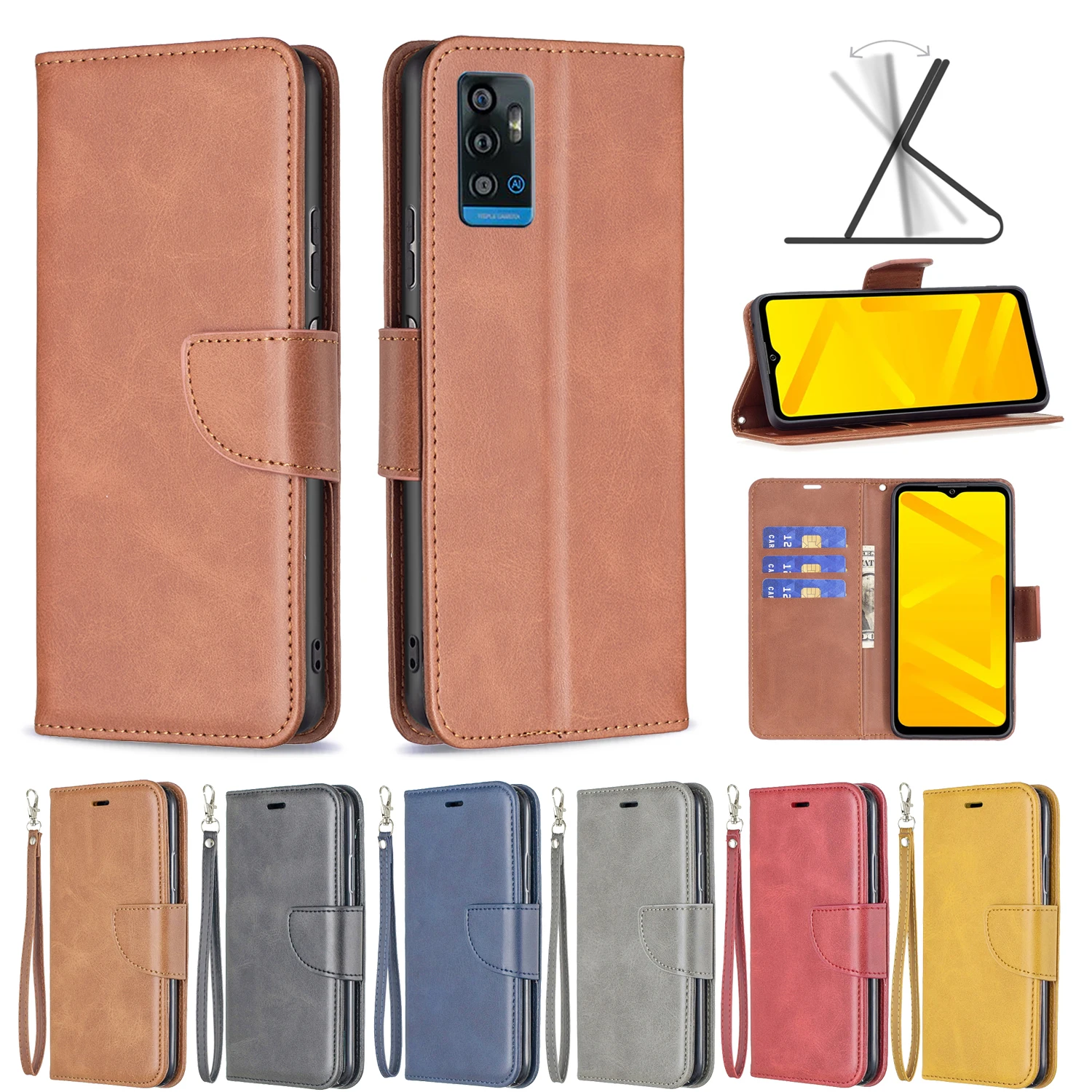 

Full Protect Case For ZTE Blade A52 A31 A51 A71 Phone Bags Luxury Flip Leather Wallet Card Holder Shockproof Kickstand Cover