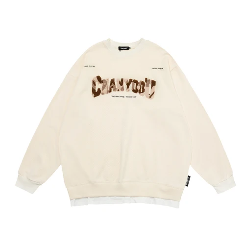 

Оригинальный американский модный брендовый свитер с вышивкой надписью и имитацией двух букв с круглым вырезом Свободный пуловер для мужчин и женщин