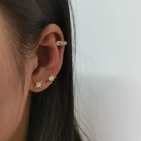 cool shining zircon stud clip earrings for women man girl boy fashion earring jewelry set 3pcs personality gift accessories 2022