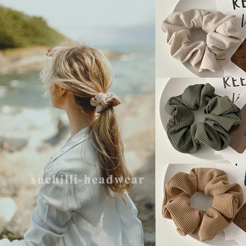 2022 New Knitted Hair Scrunchie Headband for Women Solid Color Velvet Elastic Hair Bands Rings Girls Hair Accessories Headwear designer hair clips