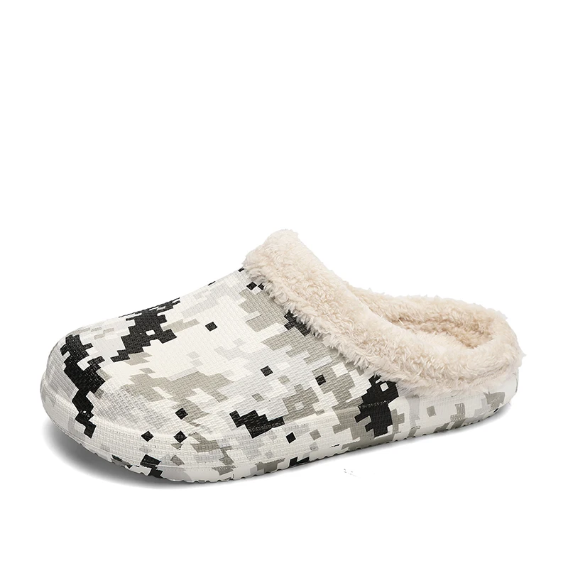 

Winter warm slippers men Suede Gingham Short plush Indoor shoes for male Non slip Cozy Velvet Waterproof Fur home men slippers