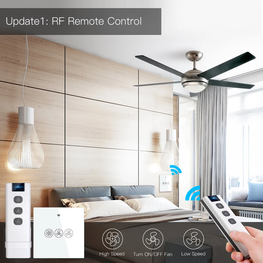 Умный потолочный вентилятор RF433 с поддержкой Wi-Fi и приложения Tuya дистанционное