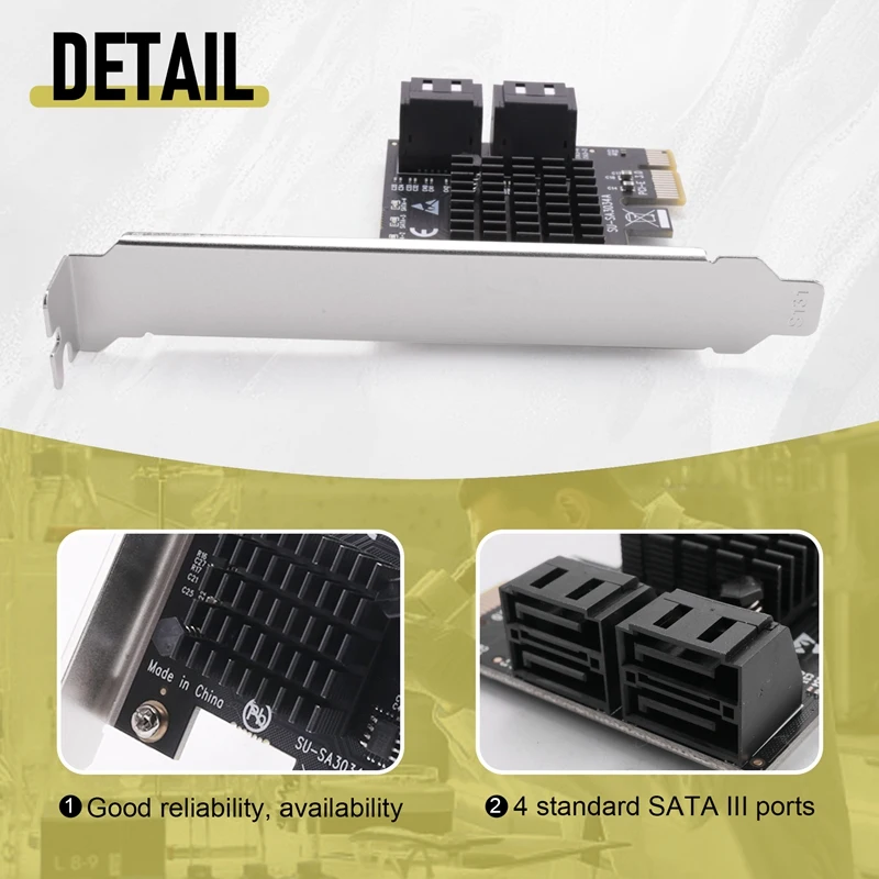 Pcie на 4 порта SATA 3 III 3.0 Адаптер SSD 6 Гбит/с PCI-E Плата контроллера PCI Express Карта