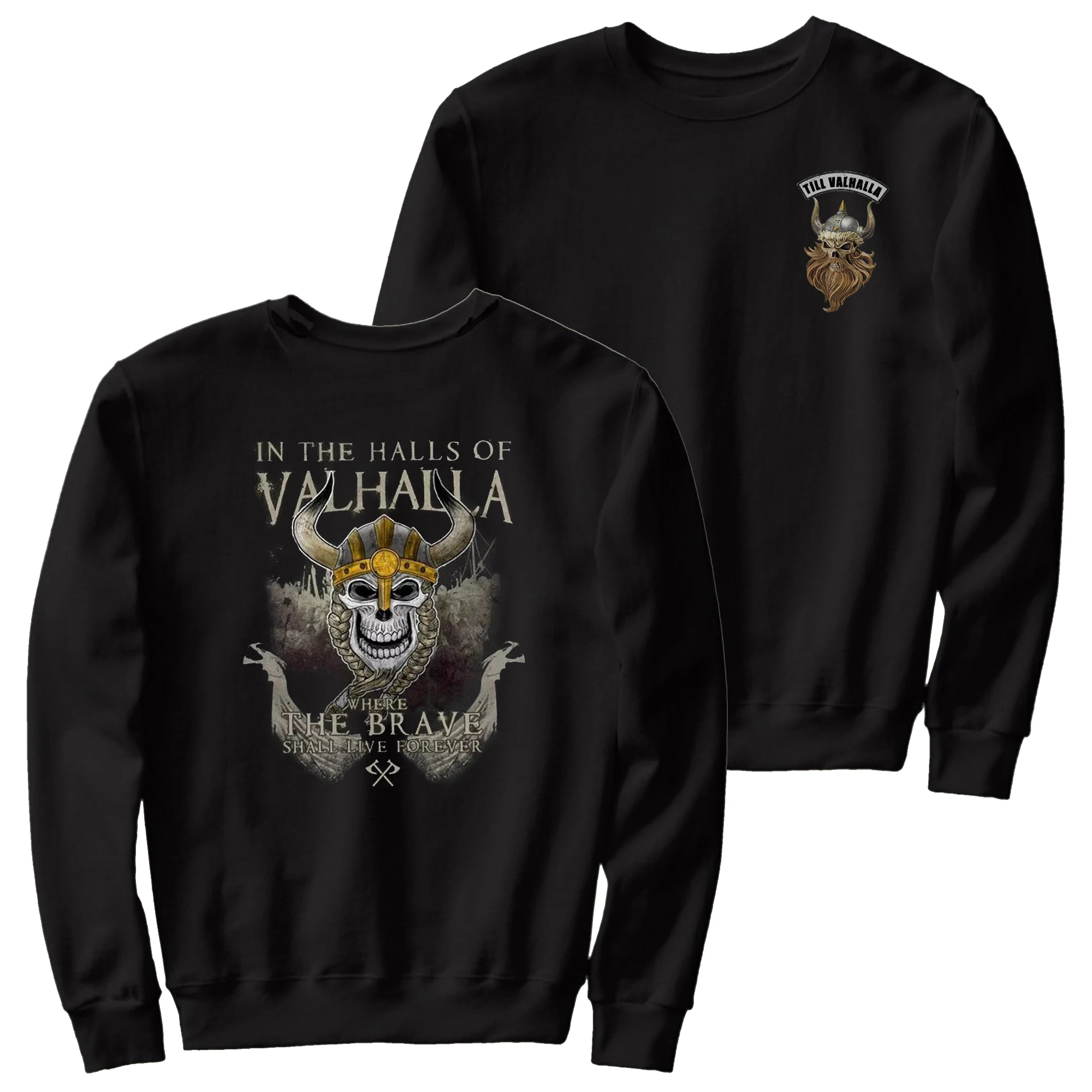 Till Valhalla Nordic Warrior Beard Skull пуловер с капюшоном из 100% хлопка удобная повседневная
