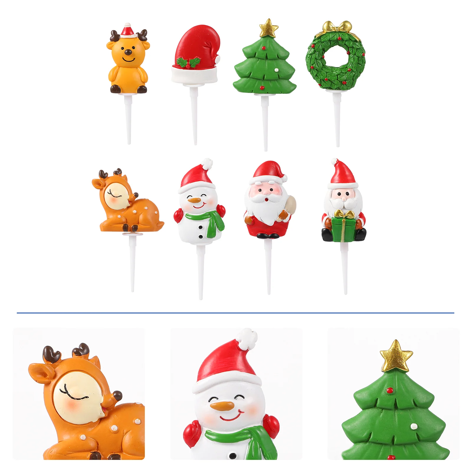 

8pcs Christmas Themed Ornament Christmas Themed Resin Decor for Home Bakery Decor