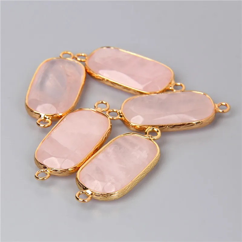 

Natural Stone Rose Quartzs Amazonite Labradorite Connector Pendant Reiki Charm DIY Earrings Necklaces Bracelets Jewelry Supply
