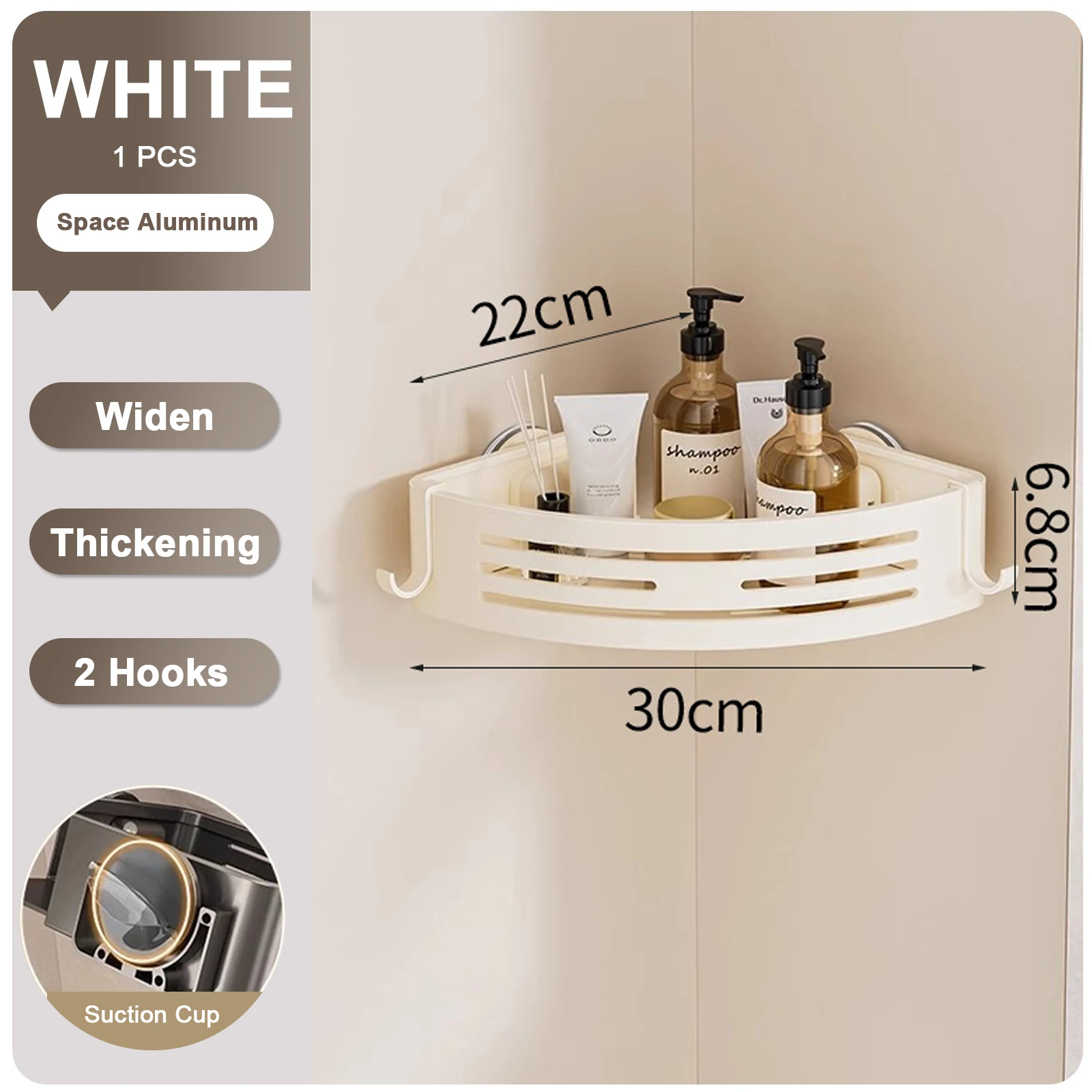 

Полка для ванной комнаты для душа, угловая полка с крючками для держателя полотенец, настенная присоска, серая стойка для ванной комнаты, алюминий