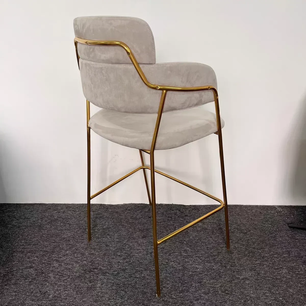 Лидер продаж стул для высокой стойки бархатный подлокотник из нержавеющей стали