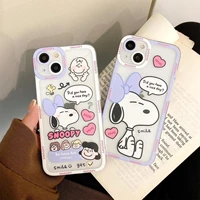 cartoon snoopy dog with stand phone case for iphone 11 12 13 pro max mini x xs xr 7 8 plus se 2020 shockproof cover