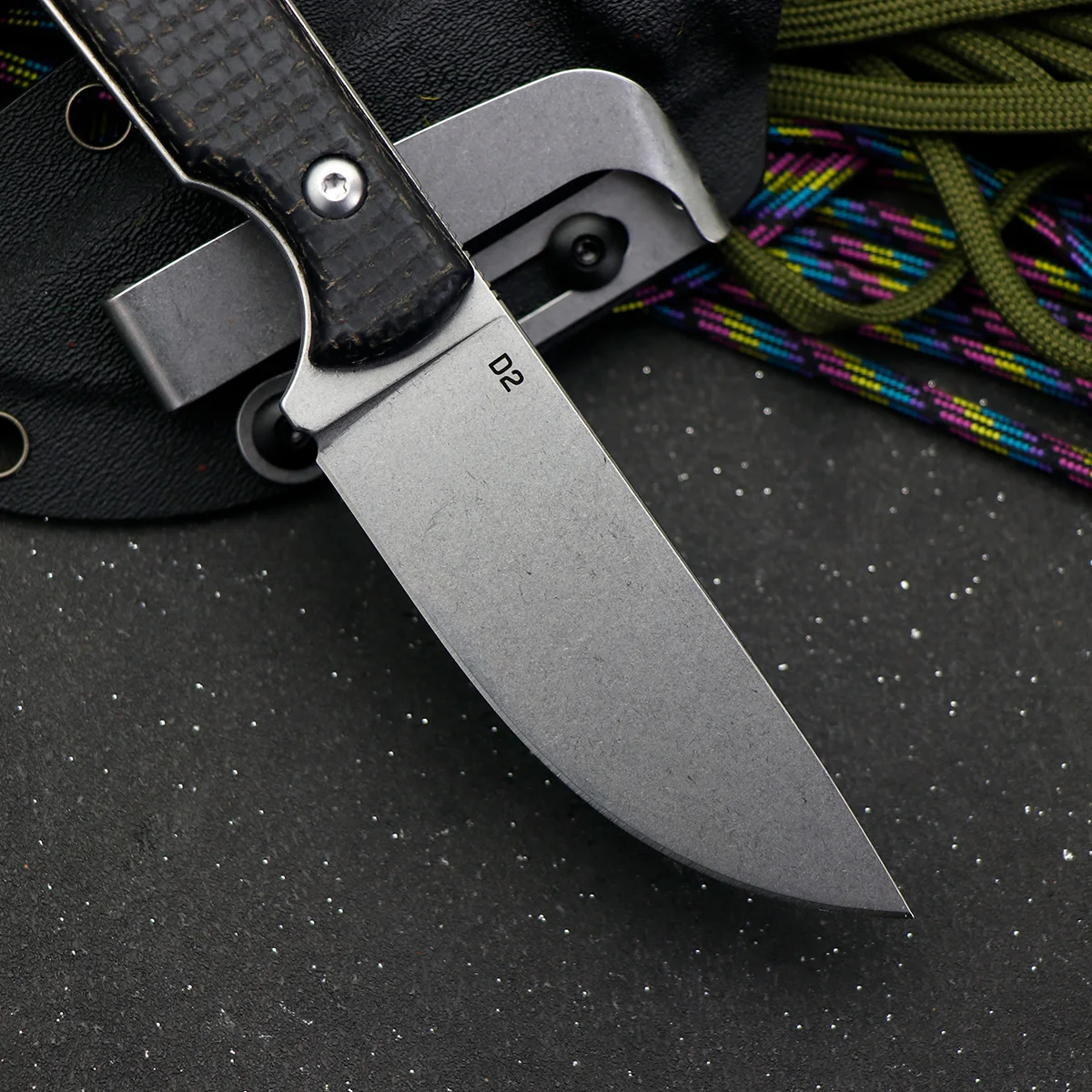 JUMCSONG 3 2-дюймовый компактный прямой нож D350 со встроенной стальной пластиной D2