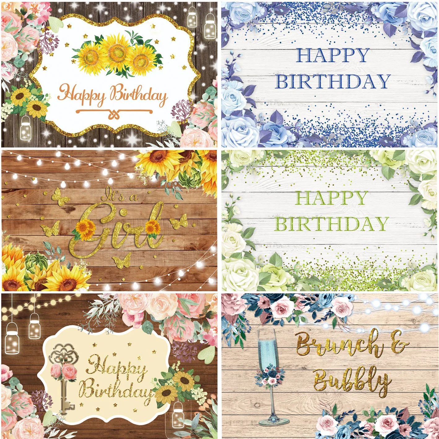 

Wooden Board Planks Flowers Photography Backgrounds Birthday Party Decoration Gold Polka Dots Custom Poster Portrait Backdrops