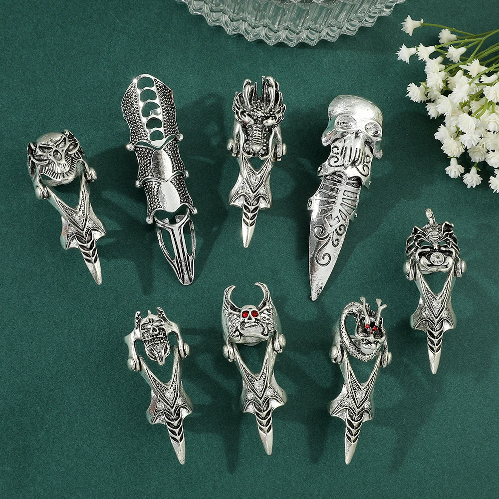 Кольцо в готическом стиле регулируемое металлическое кольцо панк рок прокрутка