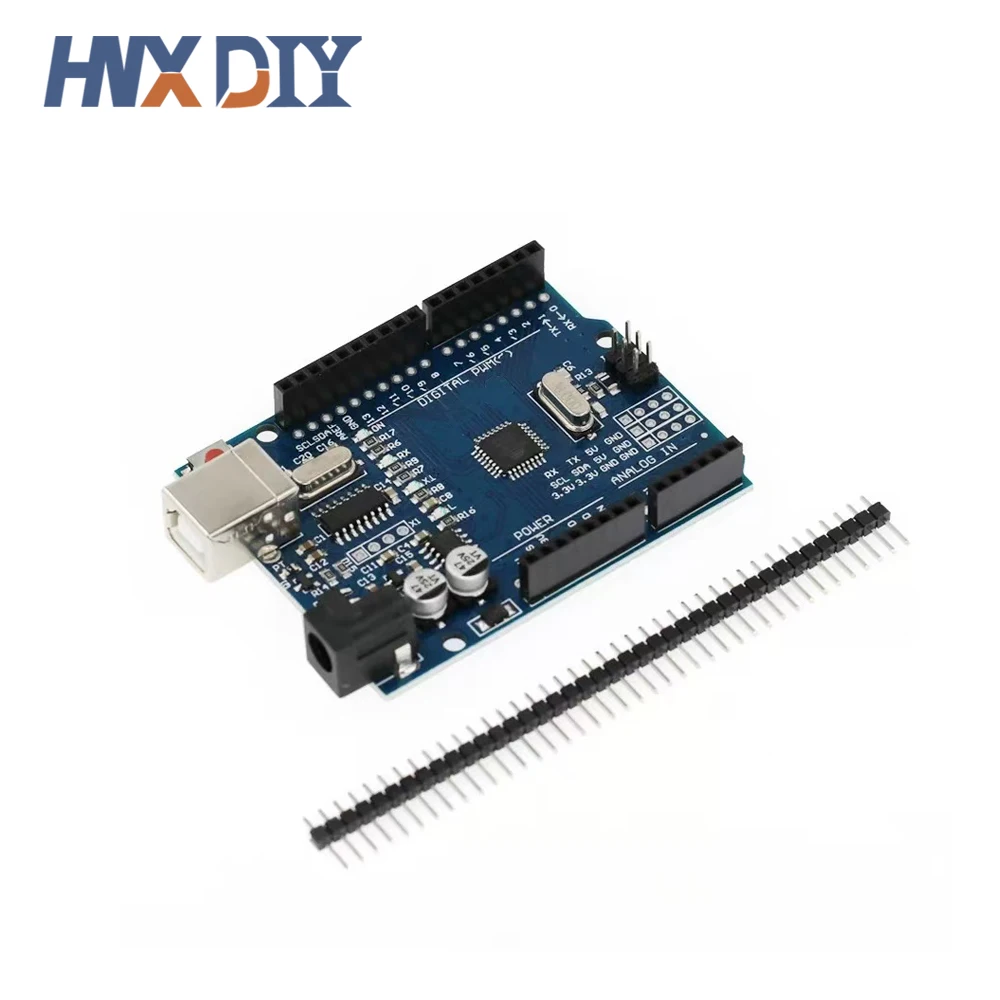 Макетная плата UNO R3 ATmega328P с контактным разъемом и кабелем совместимая проектами