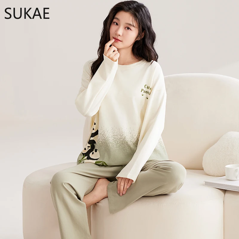Женский пижамный комплект SUKAE одежда для сна из мягкого искусственного хлопка с