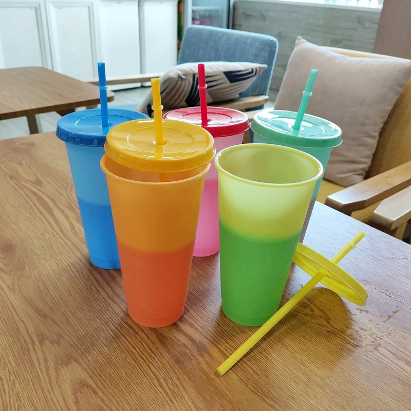 5 шт. многоразовый стакан с крышкой и соломинкой 700 мл