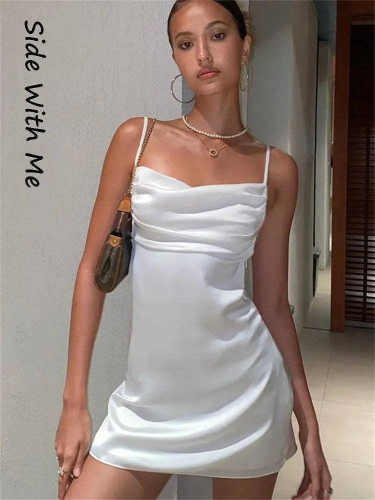 

Женское мини-платье на бретелях-спагетти, с открытой спиной