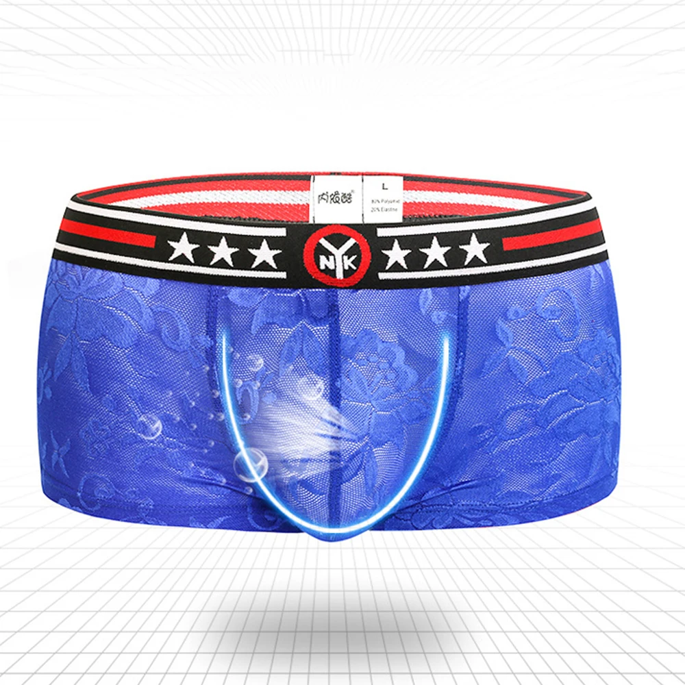 

Boxershorts Male Mesh Slips Homme Panties See-Through Boxer Briefs Sheer Lace Pouch Underwear Lingerie Sleep Bottoms