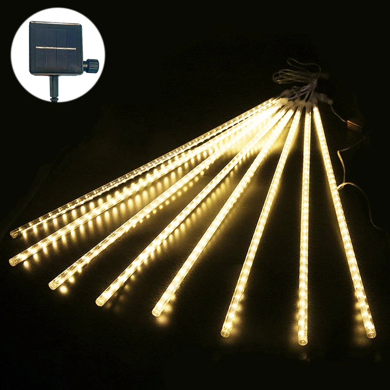 8 трубок новинка фонари-гирлянда метеоритный душ на солнечной батарее