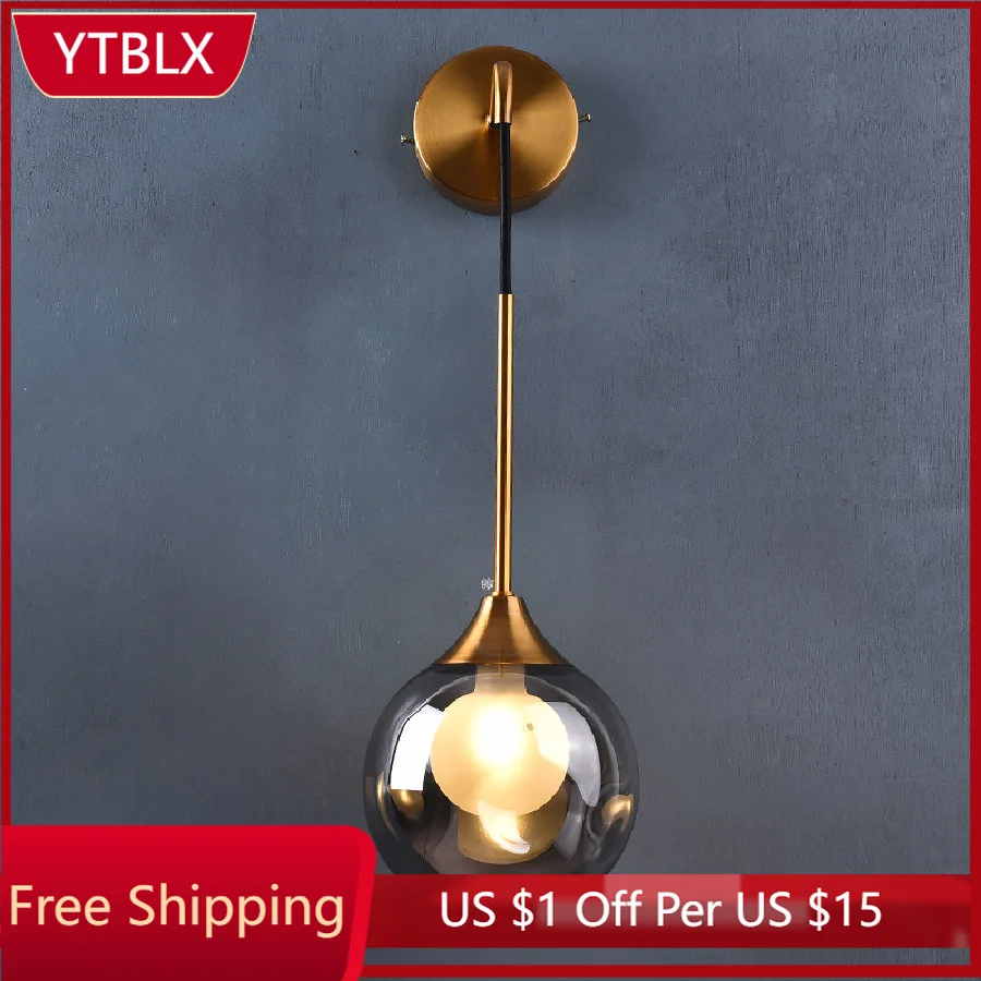 

Nordic Glass Wall Lamp Modern Indoor LED E14 Pendant Lamp for Dining Living Room Bedroom Corridor Aisle Background Wall Lighting