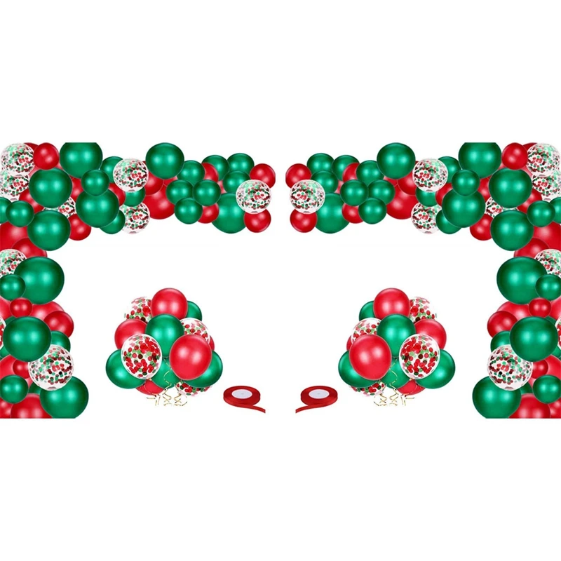 

Красные зеленые гелиевые шары с конфетти, 12 дюймов, фотоальбом с красной лентой, шары для рождественской вечеринки, 102 шт.