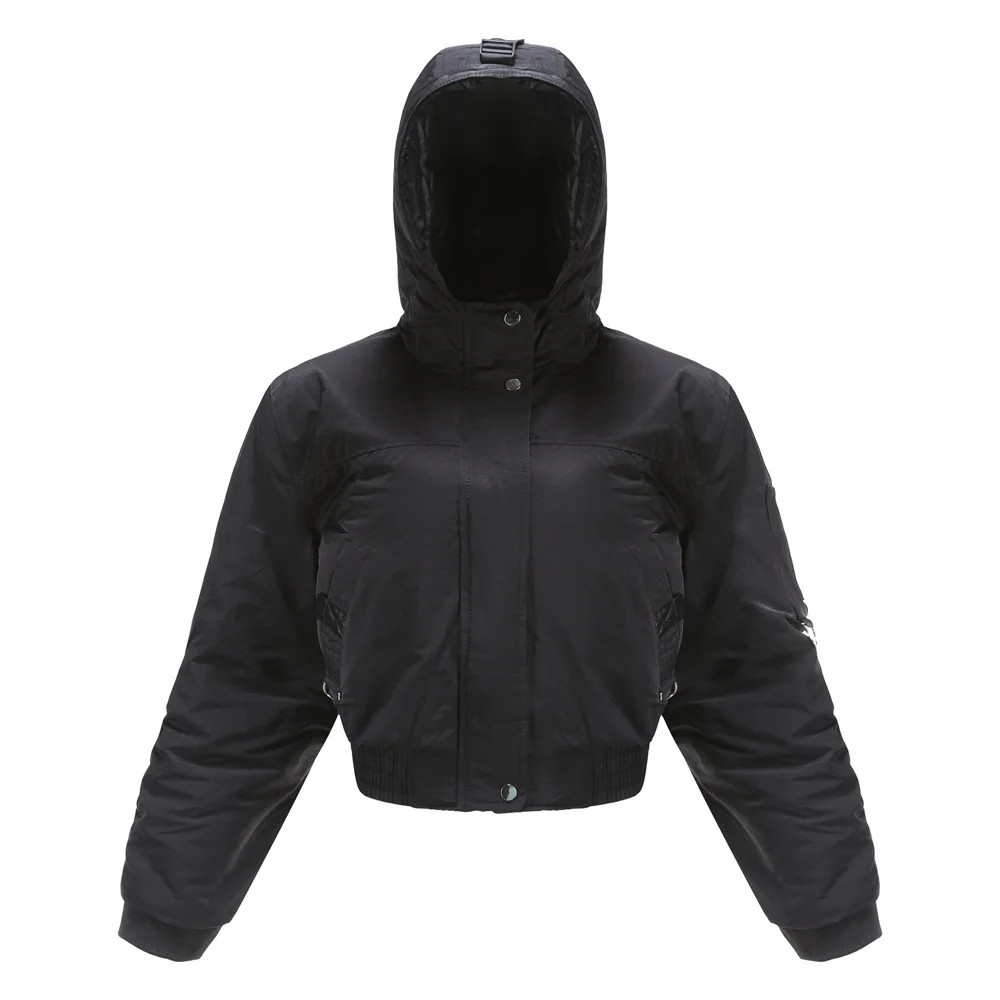 New Quilted Women's Cotton-padded Hooded Overalls Coat Fashion Loose Long-sleeved Short Jacket Casual Cotton Clothing