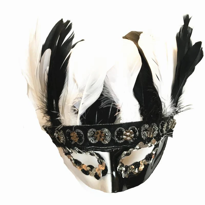 

Black and White Feather Masquerade Party Prom Fashion Party Men's Masked Singer Halloween