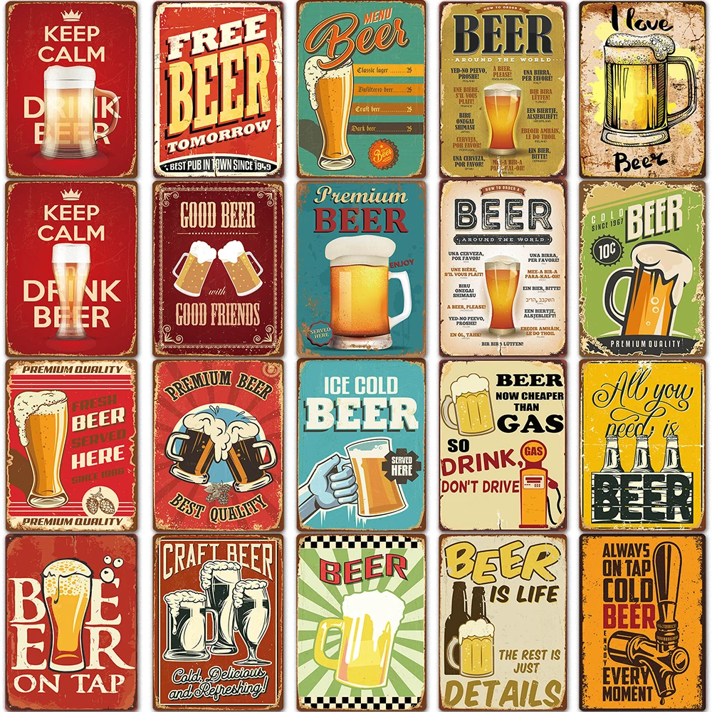 

Beer Vintage Metal Sign Tin Painting Plaque Outdoor Decorations Bar Restaurant Club Wall Art Decor Creativity Accessories Gifts