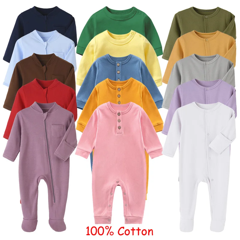 Newborn Baby Romper Girl Sleepsuit Boy Pajama Sleepwear Sleeper 100% Cotton Long Sleeve Ropa De Bebe Jumpsuit Onepieces Footies