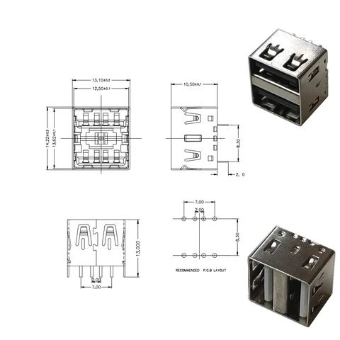 Разъемы USB 2.0 Dual 8PIN DIP 180 градусов 5 шт.