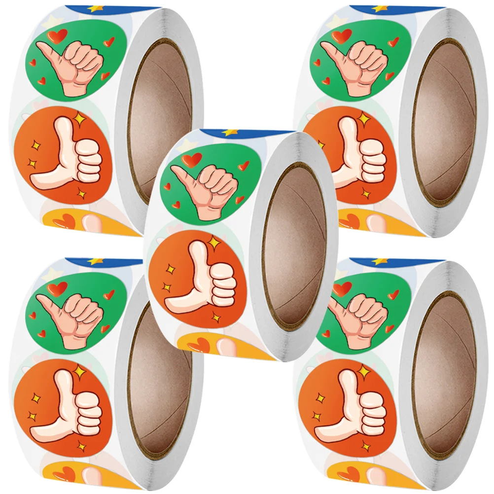 

5 Rolls Thumb Stickers Classroom Decorative Stickers Reward Stickers Kids Reward Stickers