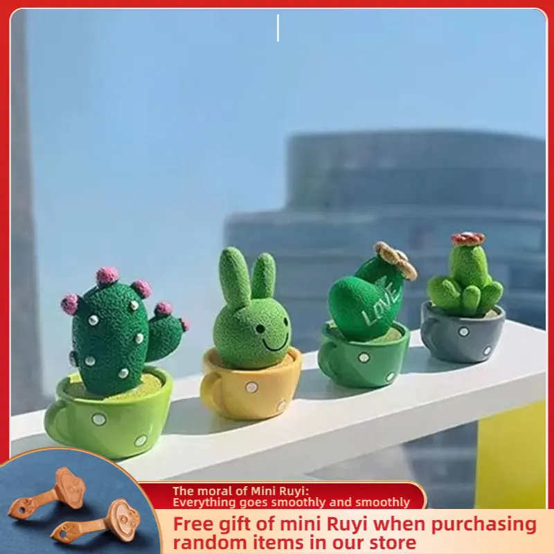 

Resin Cartoon Cute Cactus Car Ornaments Micro Landscape Bonsai Decoration Desktop Creative Trinket Home Accessories Figurines