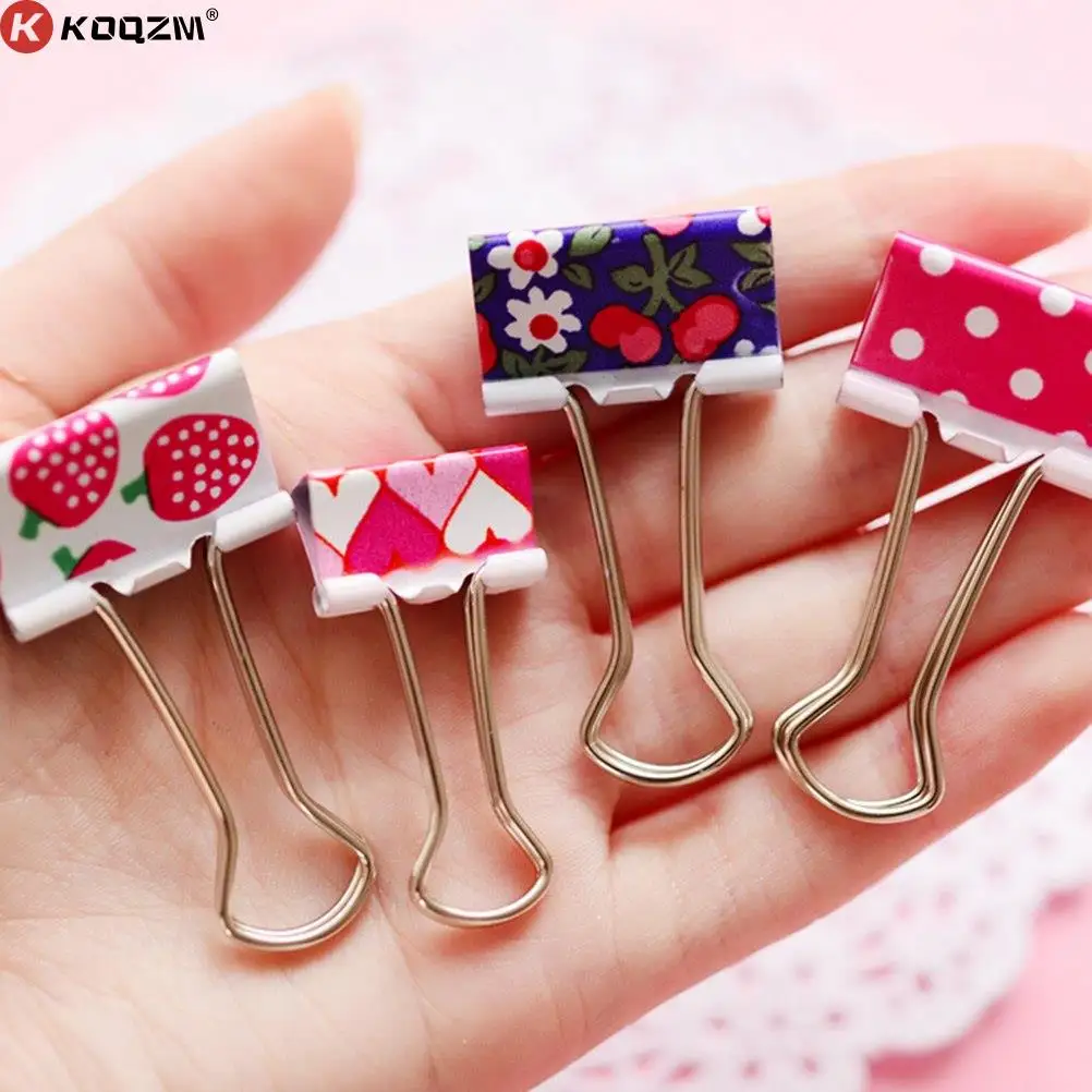

6 шт. 38 мм Бумага зажим печатные металлические зажимы для офиса школы переплетная фурнитура разные цвета
