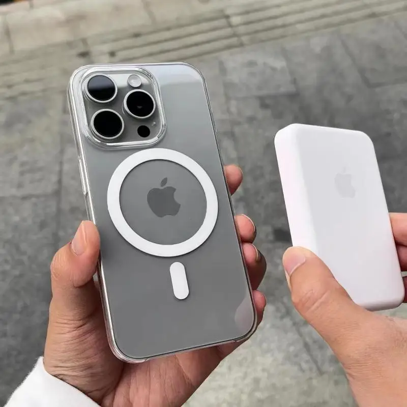 Фото Ультратонкий Прозрачный жесткий пластиковый чехол для iPhone 15, 14 Plus, 13, 12, 11 Pro Max, Magsafe, Беспроводная зарядка, магнитный прозрачный чехол из поликарбоната №1
