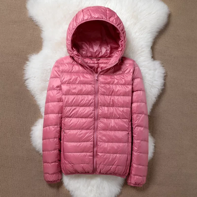 

Пуховик New2022, Осень-зима, сверхлегкие куртки с капюшоном, повседневное однотонное теплое пальто с длинным рукавом, тонкая верхняя одежда на ...