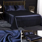 Комплект постельного белья из 4 предметов, Высококачественная атласная однотонная эластичная простыня, наволочка для односпальной и двуспальной кровати