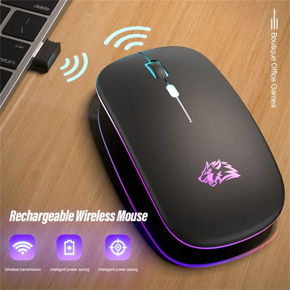 

X15 Silent 1600dpi Wireless Mouse Micro-usb Rechargeable Colorful Breathing Light Optical Gaming Mouse For Windows Pc Notebook