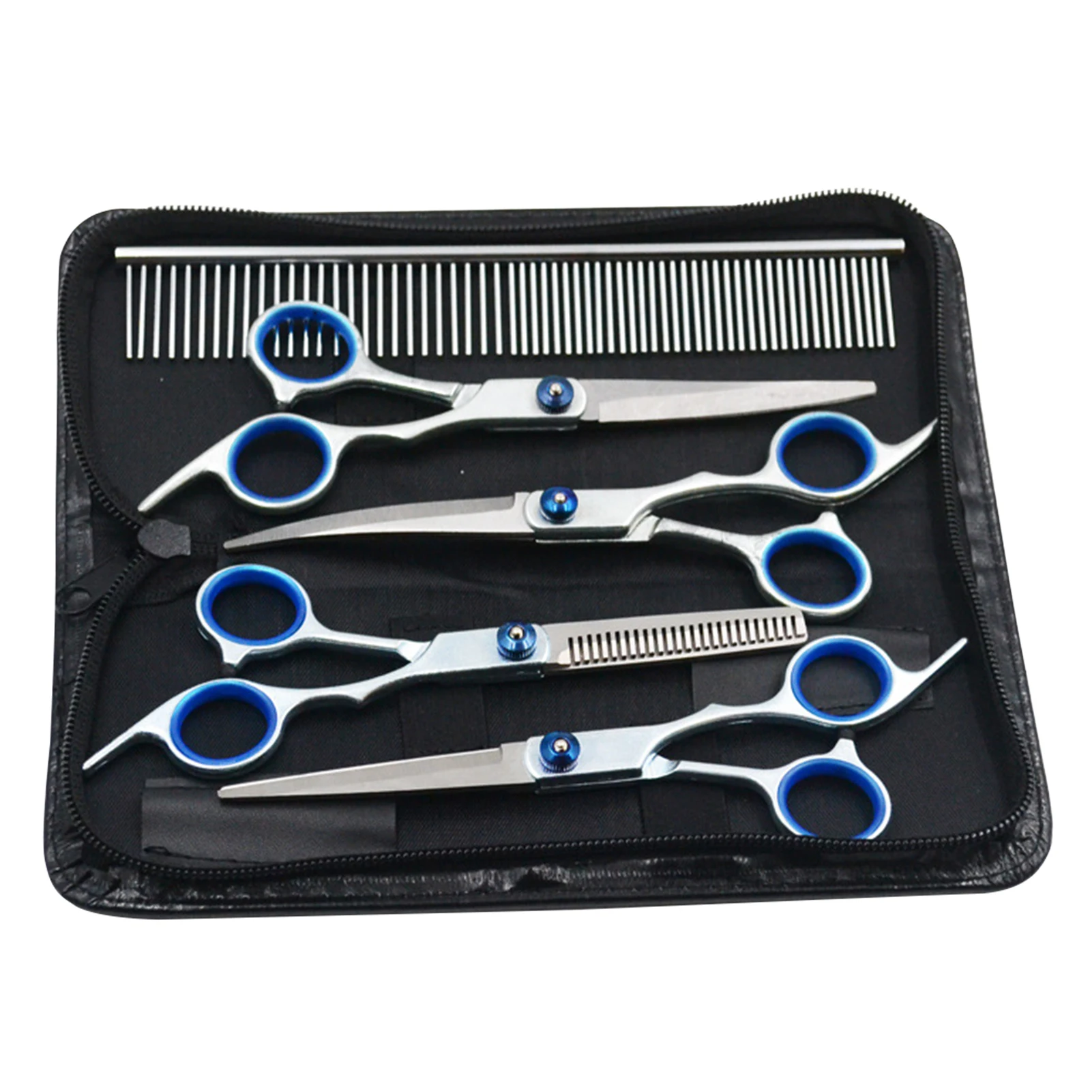 

6pcs Pet Supplies 6 Inch With Comb Grooming Scissors Set Comfortable Handles Curved Ergonomic Adjustable Metal Dog Cat Hair Care