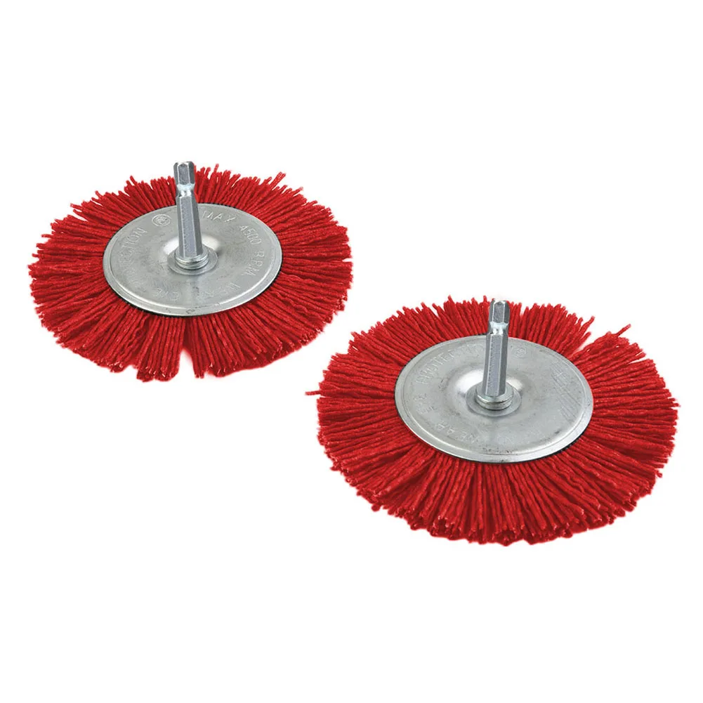 

2PCS Nylon Filament Abrasive Wire Brush Wheel Abrasive Wire Red Hexagonal Handle Electric Brush For Tool Parts
