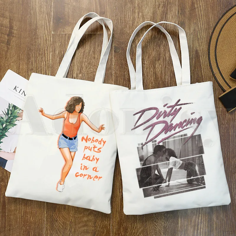 

Dirty Dancing Hip Hop Graphic Cartoon Print Shopping Bags Girls Fashion Casual Pacakge Hand Bag