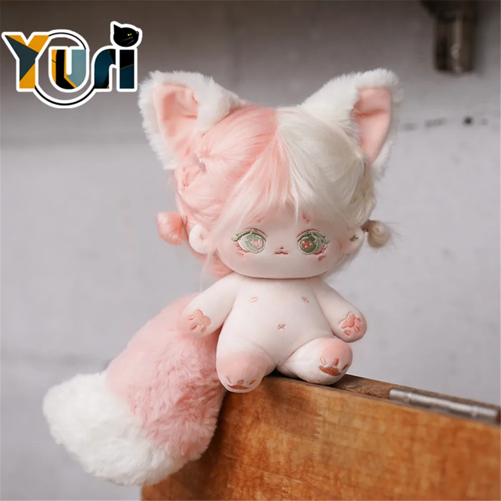 

Kpop no attribute Fox Ears Tail Pink Plush 20cm Doll Body Toy Clothes Costume Cute Gift MDZS C Limited