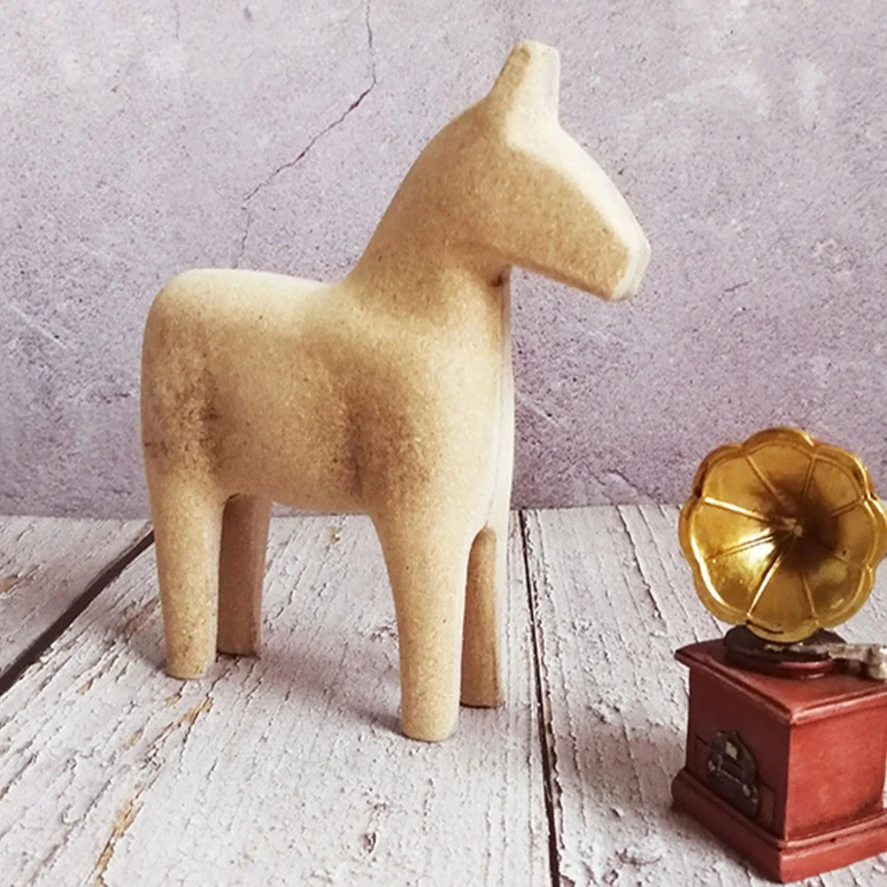 

Horse Wooden Wood Figurine Dala Sculpture Painting Statue Diy Rocking Blank Kids Ornament Vintage Dalecarlian Crafts Toy Desktop