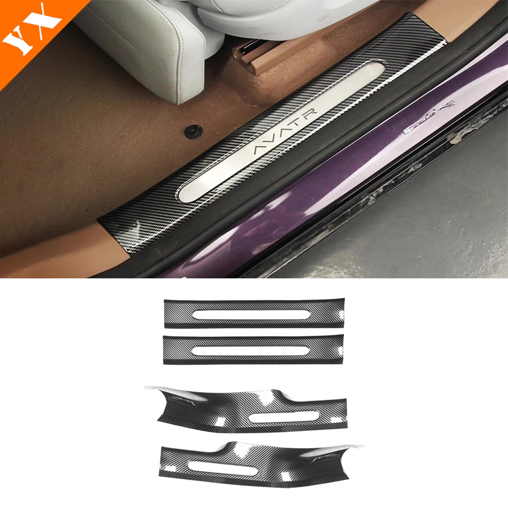 

Для Changan AVATAR 07 2024-2025 внешние аксессуары авто карбоновая накладка на порог приветствия педаль наклейка